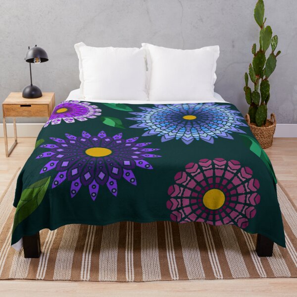 Item preview, Rough Stenciled Flowers on Dark Teal designed and sold by JaygiesDesign.