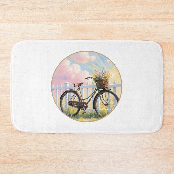 Item preview, 90's Retro Bicycle with Basket Full of Flowers designed and sold by PING 999 STUDIO.