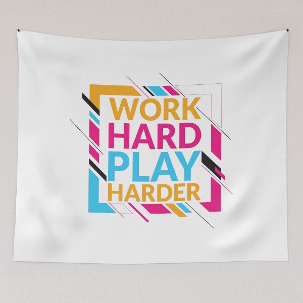Item preview, work hard play harder designed and sold by ShopMaxiDesigns.