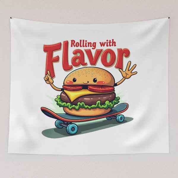 Item preview, A burger on a skateboard: "Rollin' With Flavor" designed and sold by FoxyJags.