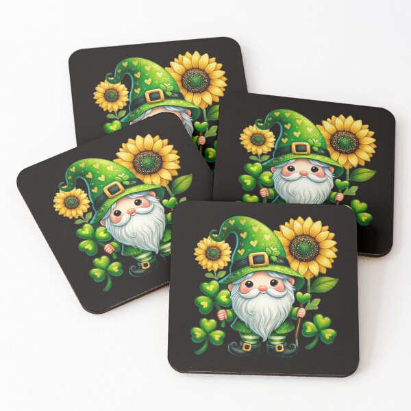 Item preview, Gnome Holding Lucky Shamrock Flower designed and sold by DeeCeeFashion.