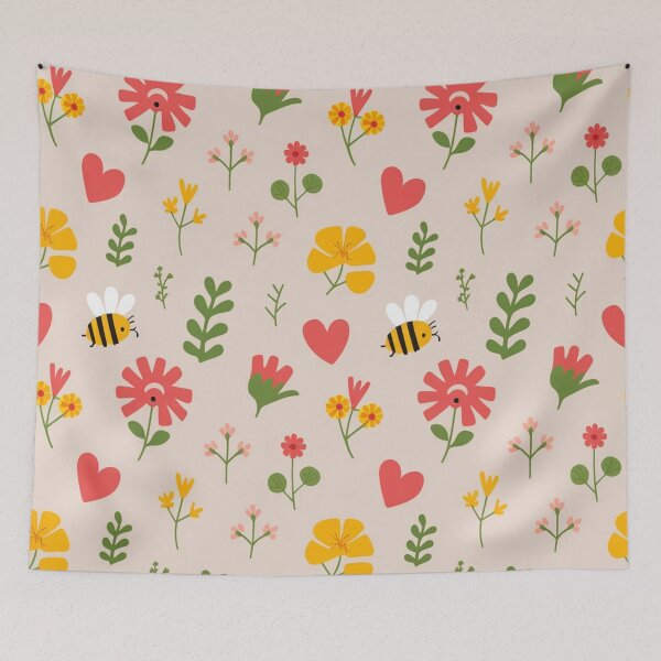 Item preview, Honeybee & Flower Garden Pattern designed and sold by Furbulous Faces.