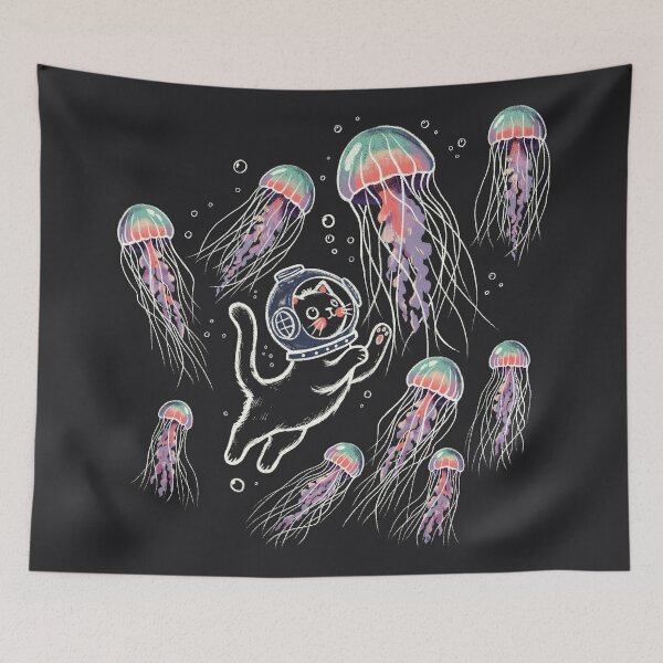 Item preview, Black Cat with Jellyfish designed and sold by Itouchedabee.