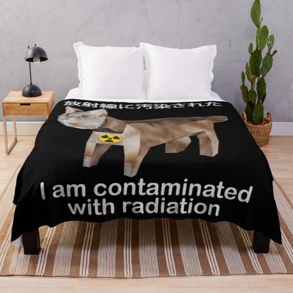 Item preview, I Am Contaminated With Radiation Retro Japanese Cat Meme designed and sold by DreamyNature.