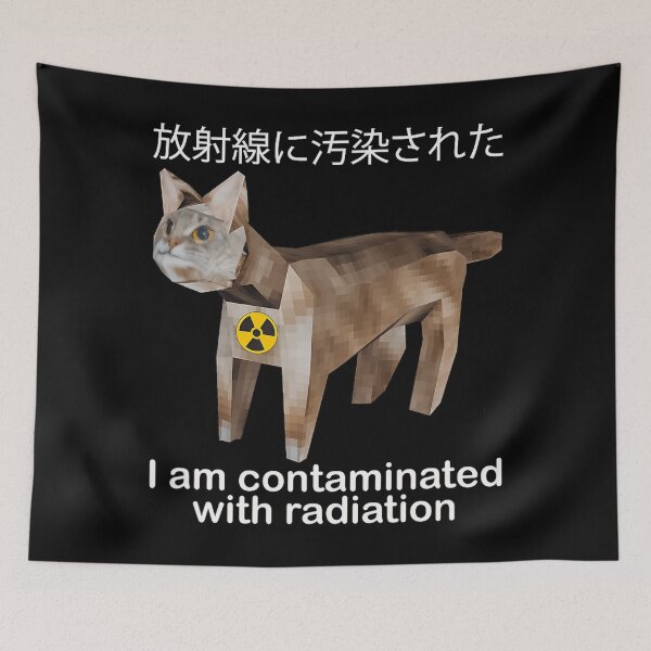 Item preview, I Am Contaminated With Radiation Retro Japanese Cat Meme designed and sold by DreamyNature.