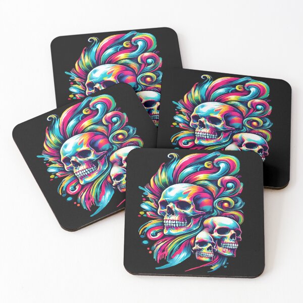 Item preview, Colorful Skull Art | Vibrant Abstract Skulls with Psychedelic Swirls designed and sold by DrawHandArt.