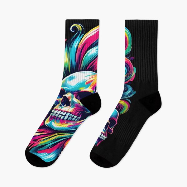 Item preview, Colorful Skull Art | Vibrant Abstract Skulls with Psychedelic Swirls designed and sold by DrawHandArt.