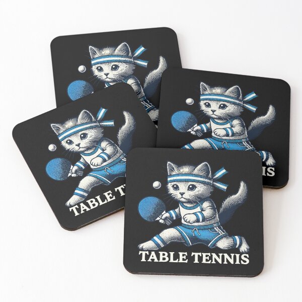 Item preview, Cute Cat Playing Table Tennis Vintage Style designed and sold by LuminOrb.