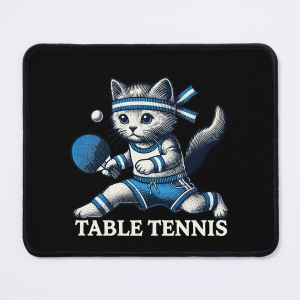 Item preview, Cute Cat Playing Table Tennis Vintage Style designed and sold by LuminOrb.