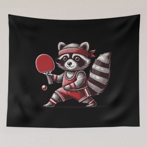 Item preview, Table Tennis Raccoon Player Illustration designed and sold by LuminOrb.