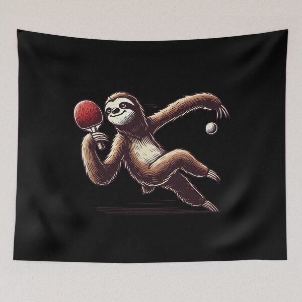 Item preview, Sloth Cartoon Funny Table Tennis Game designed and sold by LuminOrb.