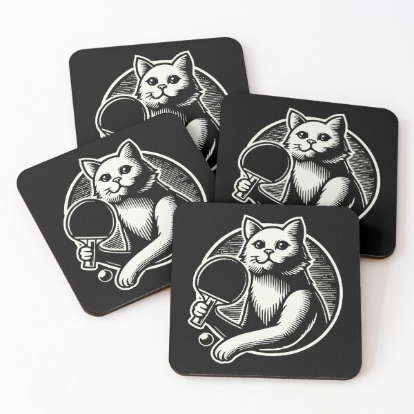 Item preview, Cute Cat Playing Table Tennis Art designed and sold by LuminOrb.