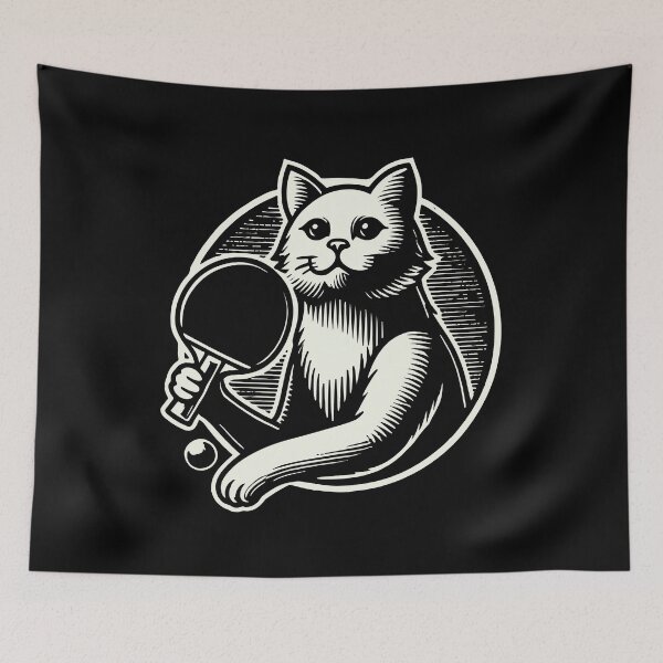 Item preview, Cute Cat Playing Table Tennis Art designed and sold by LuminOrb.