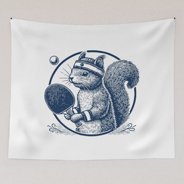 Item preview, Vintage Table Tennis Squirrel Motif designed and sold by LuminOrb.