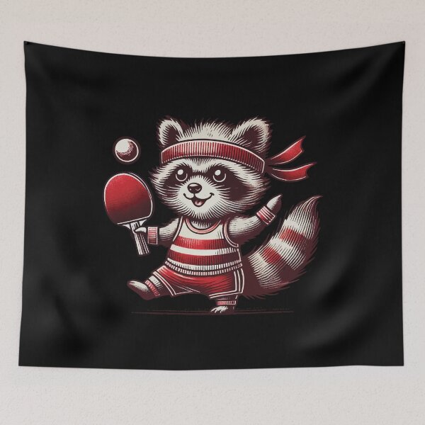 Item preview, Cute Table Tennis Raccoon Cartoon designed and sold by LuminOrb.