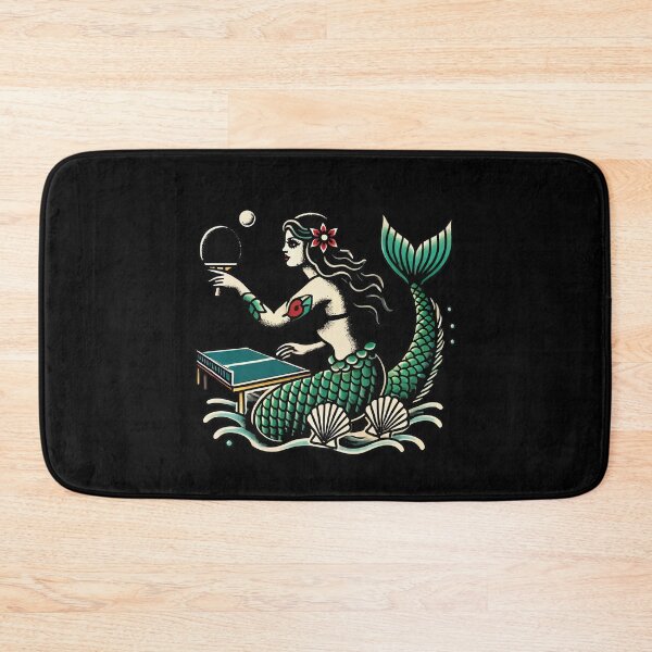 Item preview, Retro Table Tennis Tattoo Style Mermaid Design designed and sold by LuminOrb.