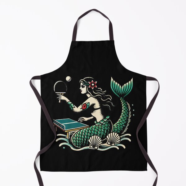 Item preview, Retro Table Tennis Tattoo Style Mermaid Design designed and sold by LuminOrb.