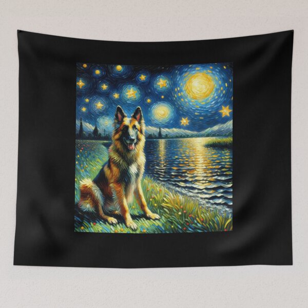 Item preview, Starry Night Belgian Shepherd Dog Van Gogh Lover designed and sold by Kimberley King Art  King Art.