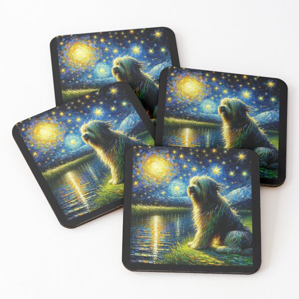 Item preview, Starry Night Bergamasco Shepherd Dog Van Gogh Lover designed and sold by Kimberley King Art  King Art.