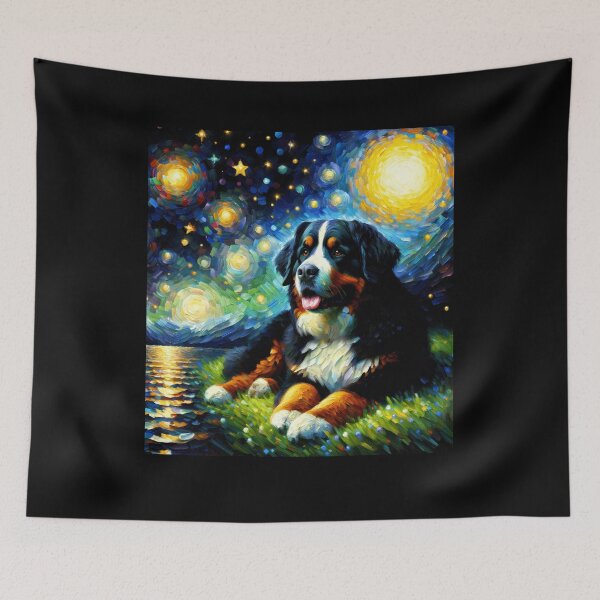 Item preview, Starry Night Bernese Mountain Dog Van Gogh Lover designed and sold by Kimberley King Art  King Art.