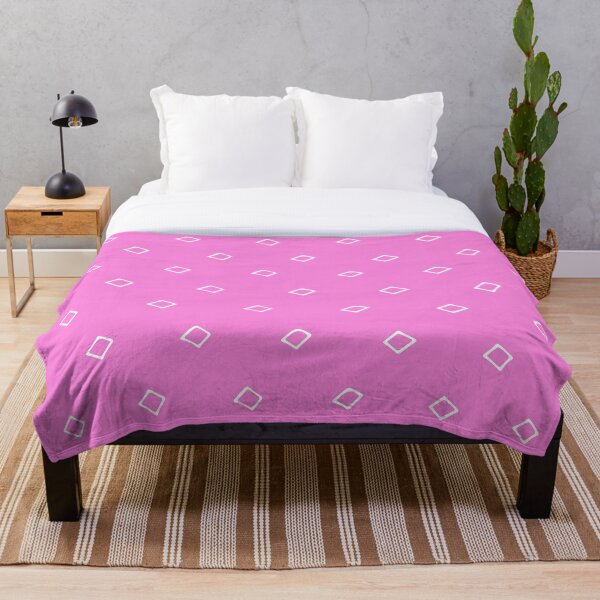 WHITE SQUARES ON PINK Throw Blanket