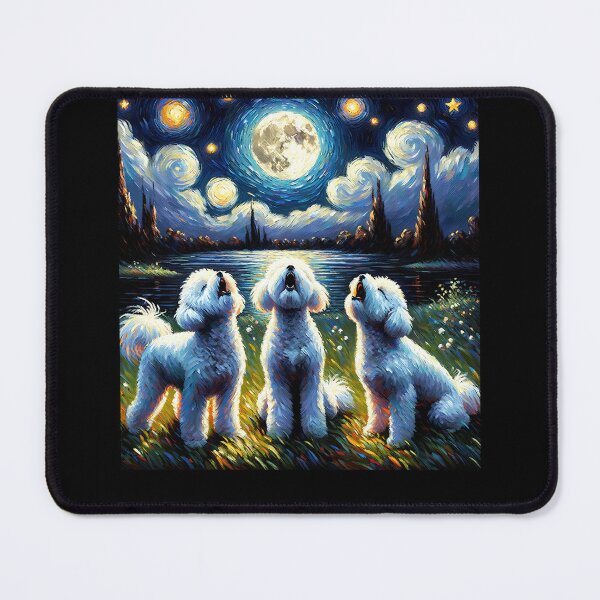 Item preview, Starry Night Three Bichon Frises Howling at Moon Dog Lover designed and sold by Kimberley King Art King Art.