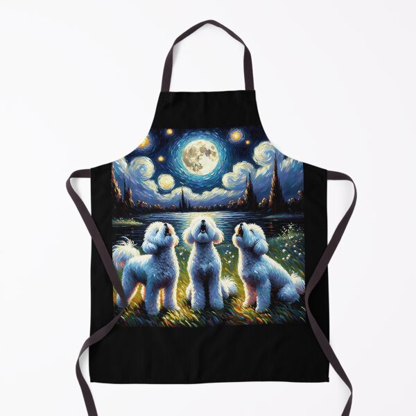 Item preview, Starry Night Three Bichon Frises Howling at Moon Dog Lover designed and sold by Kimberley King Art King Art.