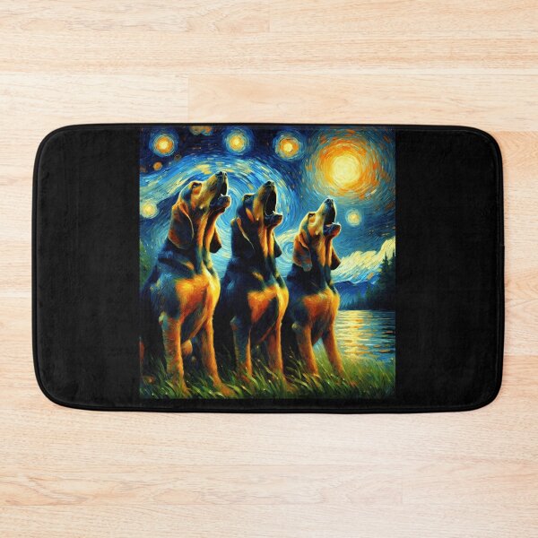 Item preview, Starry Night Three Bloodhounds Howling at Moon Dog Lover designed and sold by Kimberley King Art  King Art.