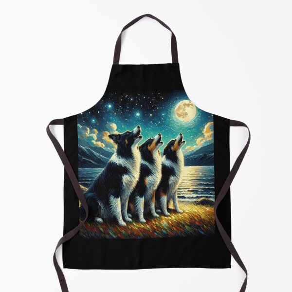 Item preview, Starry Night Three Border Collies Howling at Moon Dog Lover designed and sold by Kimberley King Art  King Art.