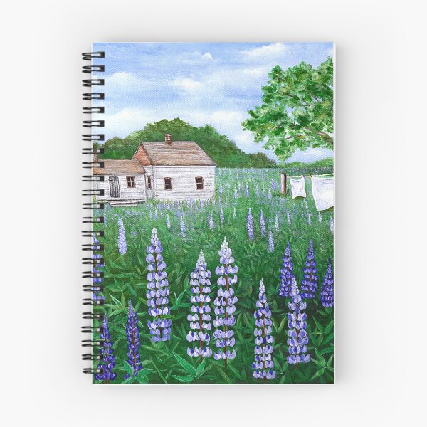 Item preview, House in a Field of Lupines Painting designed and sold by M.E.Mackenzie Art.