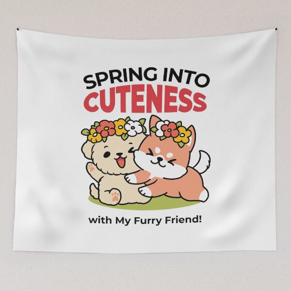 Item preview, Spring Into Cuteness – Adorable Dog Illustration  designed and sold by Trio-in-Forest.