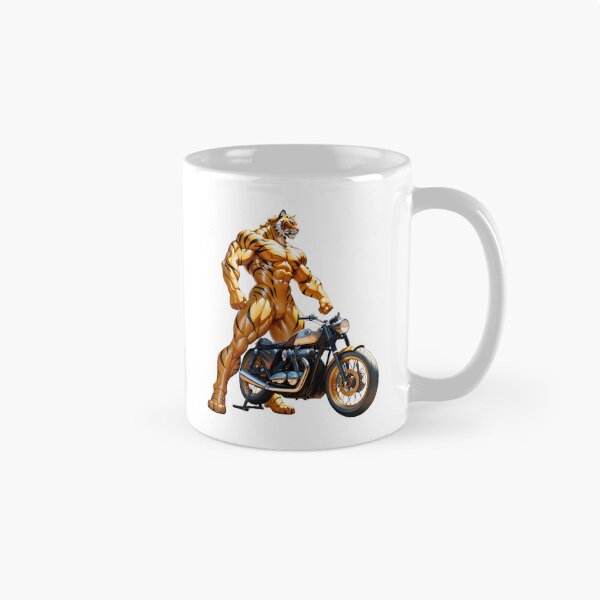 Item preview, Huge Muscular Tiger Posing Behind Retro Bike designed and sold by PING 999 STUDIO.
