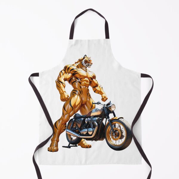 Item preview, Huge Muscular Tiger Posing Behind Retro Bike designed and sold by PING 999 STUDIO.
