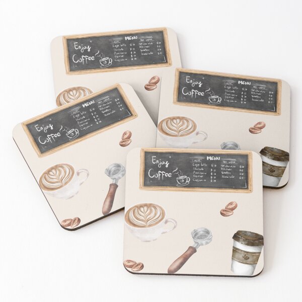 Item preview, coffee shop watercolor sticker sheet designed and sold by enchantedshoppe.