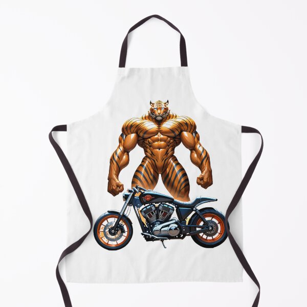 Item preview, Muscular Tiger Posing Next to Retro Bike designed and sold by RvinJo8.