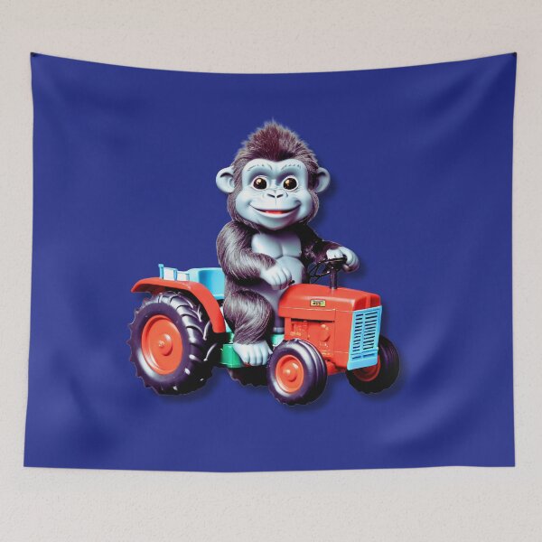 Item preview, cute monkey with a tractor designed and sold by SKULLARTISTRY.