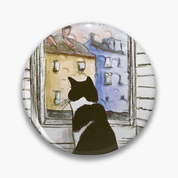 Item preview, rainy day tuxedo cat designed and sold by meesalkl.