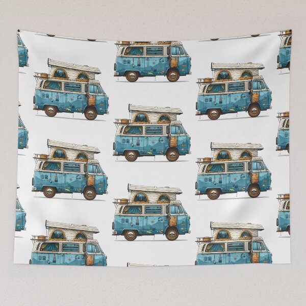 Item preview, Vintage blue tourist van designed and sold by wonderisland.