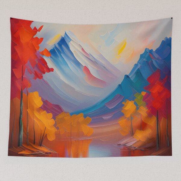 Item preview, Misty Mountains Forest Lake in Autumn Landscape Oil Painting | Landscape Oil Painting | Scenery Painting | Oil Painting Artwork designed and sold by UnhingedBird.