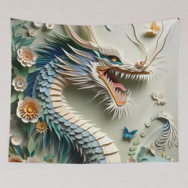 Aperçu de l'œuvre Dessin de dragon oriental en papier créée et vendue par ZetaDream.