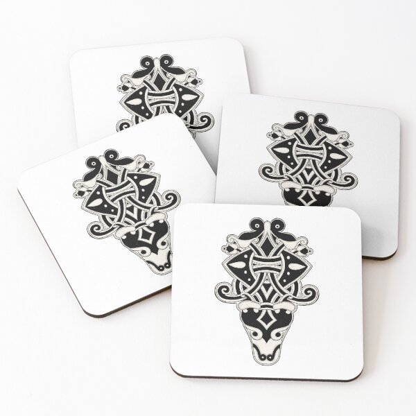 Item preview, Borre style Animal Design - Black and White Viking art inspired by Gnezdovo Arifact designed and sold by Ancient-Tales.