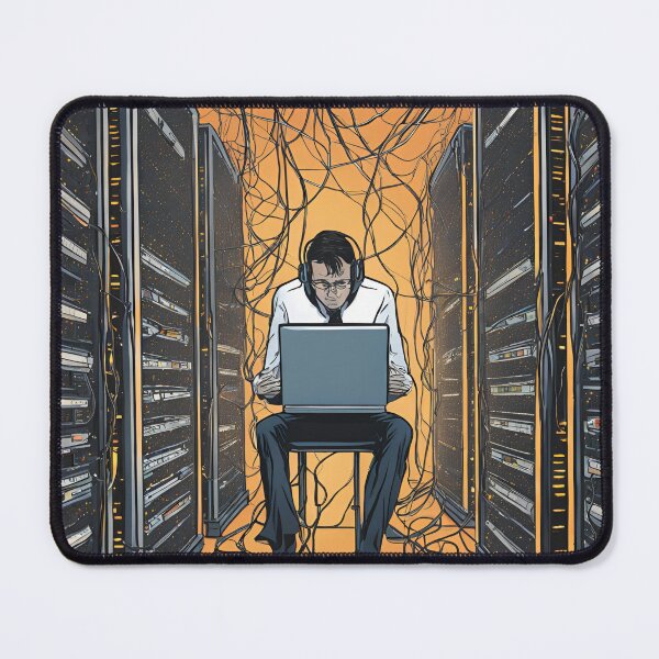 Item preview, Overwhelmed IT Professional in Server Room designed and sold by LoveingShop.