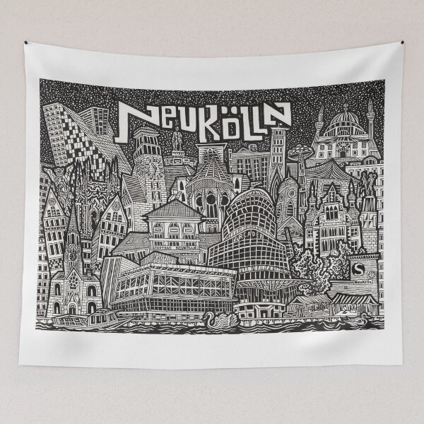 Item preview, Neukölln, Berlin Kiez - Hand -drawn illustration designed and sold by JohnRooneyArt.