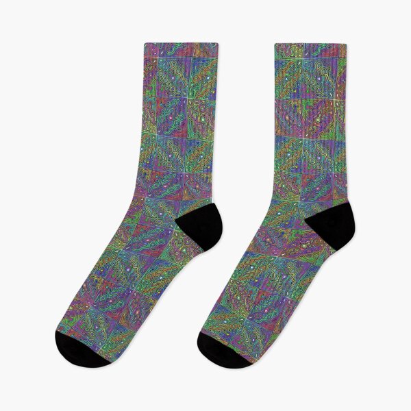 Item preview, abstract neon-colored tiles designed and sold by chambergambit.