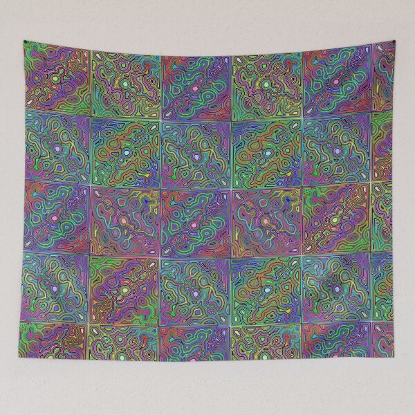 Item preview, abstract neon-colored tiles designed and sold by chambergambit.