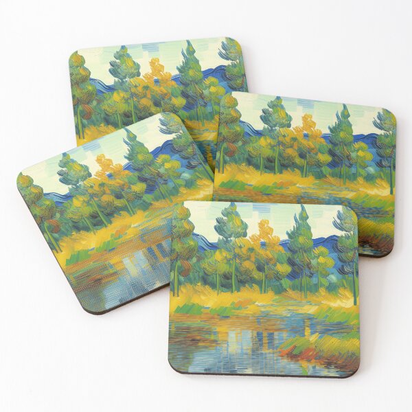 Item preview, Forest Lake in Spring Landscape Oil Painting | Van Gogh Style | Vintage Art designed and sold by UnhingedBird.