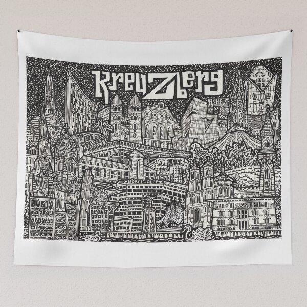 Item preview, Kreuzberg, berlin Kiez - Hand-drawn illustration designed and sold by JohnRooneyArt.