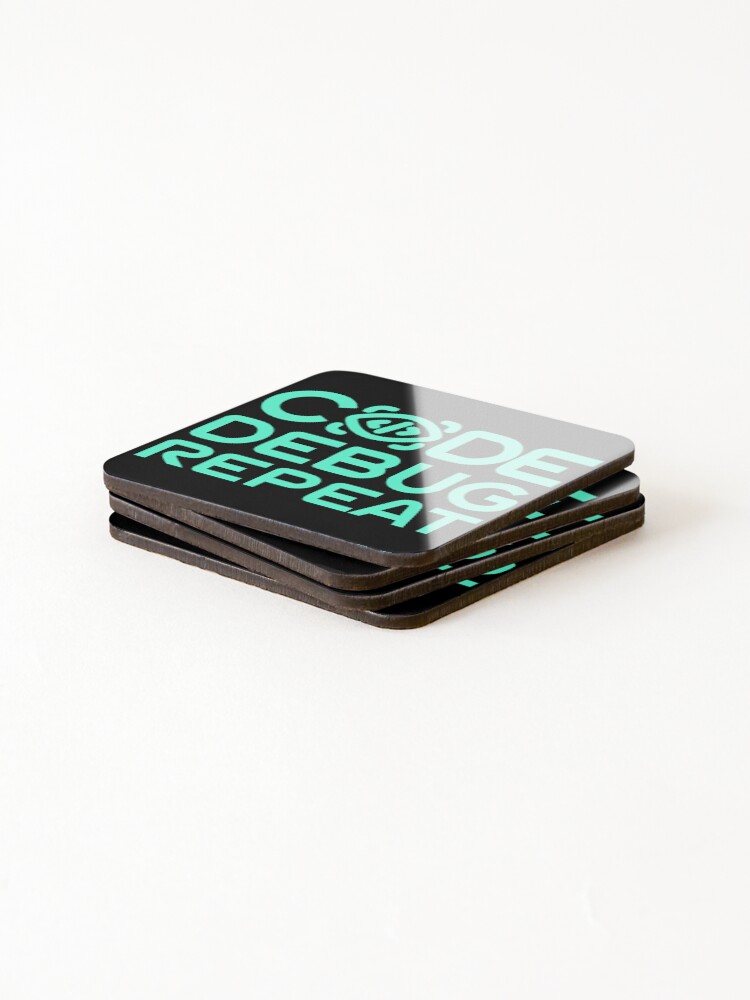 Thumbnail 4 of 5, Coasters (Set of 4), Code Debug Repeat - Programmer Design for Coders and Developers designed and sold by NoNicheStore.
