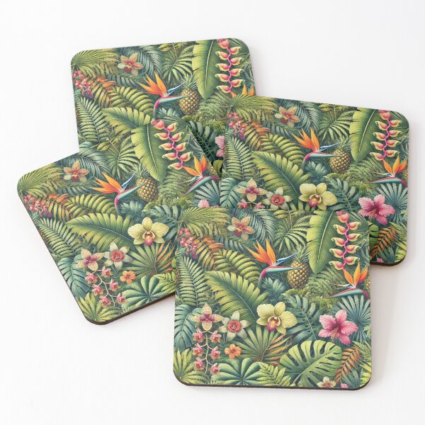 Item preview, Lush Tropical Jungle Pattern with Exotic Plants and Flowers designed and sold by Design Delinquent.