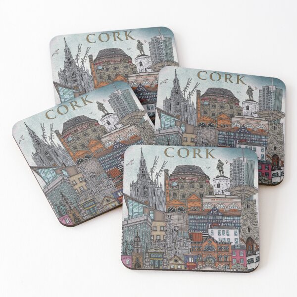 Item preview, Cork city, Ireland - Irish cityscape Illustration print designed and sold by JohnRooneyArt.